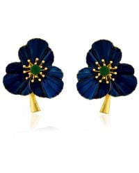 Milou Jewelry - Navy Three-leafed Clover Earrings - Lyst