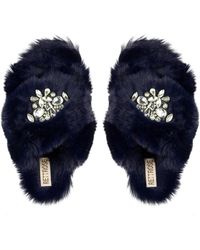 Rettrose - Audrey Luxury Plush Diamanté Heart Embellished Handmade Slipper - Lyst