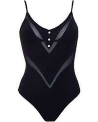 Aulala Paris - The Pearl V-Illusion One Piece Swimsuit With Mesh Detail - Lyst