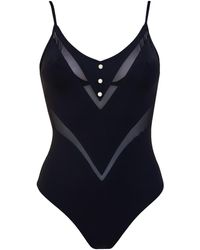 Aulala Paris - The Pearl V-illusion One Piece Swimsuit With Mesh Detail - Lyst