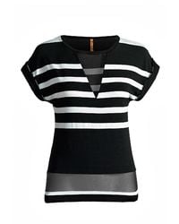 Conquista - Striped Top With Sheer Detail - Lyst