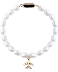 My Little Nature - Handmade Cultured Freshwater Pearls Bracelet With Plane Charm And Magnetic Clasp - Lyst