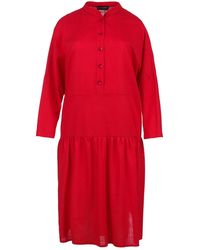 Conquista - Linen Style Oversized Dress With Buttons - Lyst