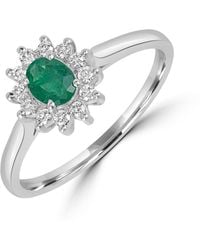 Artisan - 18K Oval Emerald & Diamond Halo Ring - Lyst