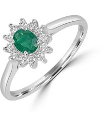 Artisan - Oval Emerald And Diamond Halo Ring - Lyst