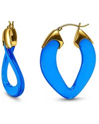Gold & Honey - Sapphire Curb Link Lucite Birthstone Hoop Earrings - Lyst