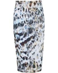 Conquista - Leopard Print Elastic Gabardine Pencil Skirt - Lyst