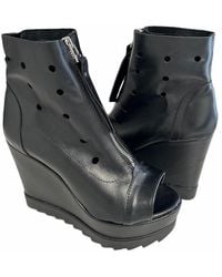Adrenaline Fashion - Summer Leather Wedge Boots – Handmade Genuine Leather Open Toe Ankle Boots With Front Zipper - Lyst