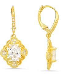 Kylie Harper - Vintage Filigree Diamond Cz Leverback Earrings - Lyst