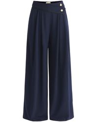 Paisie - Asymmetric Waistband Trousers In Navy & Black - Lyst