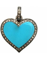 Heather Hawkins Jewelry - Poker Face Enamel Diamond Heart Oxidized Sterling Pendant Charm - Lyst