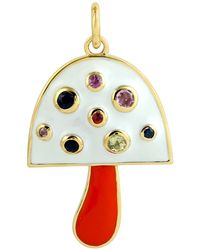 Artisan - Multi Gemstone Enamel Mushroom Pendant - Lyst
