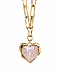 My Little Nature - Plated Necklace With Rose Quartz Crystals - Lyst