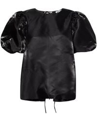 Amy Lynn - Aurelia Puffball High Shine Satin Tie Top - Lyst