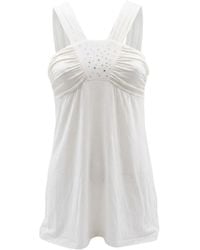 Conquista - Elegant Sleeveless Top With Ruched Front & Subtle Embellishments - Lyst
