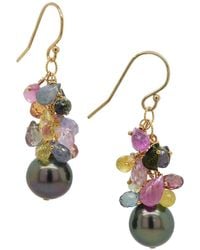 Lori Kaplan Design - Sapphire Cluster With Tahitian Pearl Earrings - Lyst