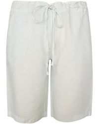 Haris Cotton - Solid Linen Shorts With Knot Waist Slant Pocket - Lyst