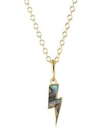 Kris Nations - Abalone Lightning Bolt Charm Necklace - Lyst