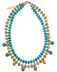 Farra - And Jade Double Layers Statement Necklace - Lyst