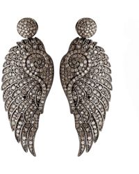 Artisan - 18k Gold In 925 Sterling Silver With Pave Diamond Angle Wings Dangle Earrings - Lyst
