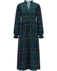 Sugarhill - Annalee Shirred Midi Dress Check - Lyst