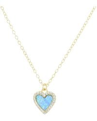 KAMARIA - Mini Opal Heart Necklace With Crystals - Lyst