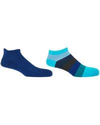 Peper Harow - Made in England - Block Stripe Aqua & Organic Trainer Socks Bundle - Lyst