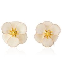 Milou Jewelry - Cream Petite Flower Earrings - Lyst