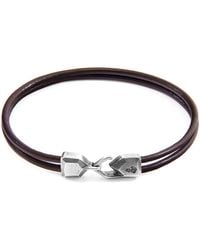 Anchor and Crew - Mocha Brown Cromer Silver & Round Leather Bracelet - Lyst