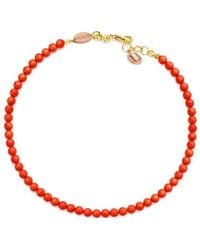 Unaloe - Vermeil Mediterranean Coral Bracelet For – Adjustable Natural Coral Bead Jewelry - Lyst