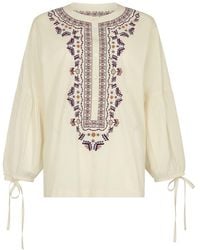 Raffya - Anai Half Placket Embroidered Blouse - Lyst
