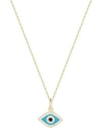 KAMARIA - Evil Eye Enamel Charm Necklace - Lyst