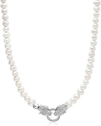 Nialaya - Pearl Choker With Double Panther Head In - Lyst