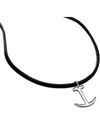 Posh Totty Designs - Leather Anchor Charm Necklace - Lyst