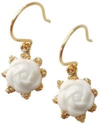 POPORCELAIN - Mini Porcelain Camellia Flower Charm Earrings - Lyst