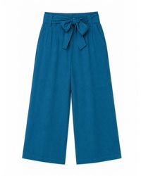 Yumi' - Linen Mix Cropped Trousers With Tie Belt - Lyst