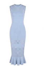 Modenaire - Sleeveless Knit Dress With Mesh Detail And Flared Hem - Lyst