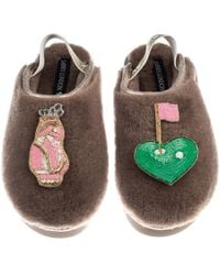 Laines London - Neutrals Flatform Cloud Closed Toe Slippers With Golf Lover Brooches - Lyst