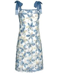 Lalipop Design - Flower Applique Mini Dress With Tieable Straps - Lyst