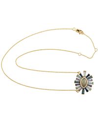 Artisan - 18k Yellow Gold Diamond Multi Stone Pendant Necklace Handmade Jewelry - Lyst