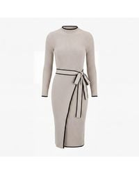 Modenaire - Neutrals Ribbed Knit Midi Dress Sculpted Silhouette - Lyst