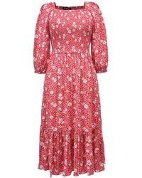 Smart and Joy - Smocks Flared Dress With Flower Print - Lyst
