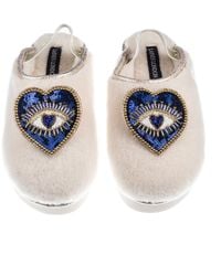 Laines London - Neutrals Flatform Cloud Closed Toe Slippers With Double Heart Eye Brooches - Lyst