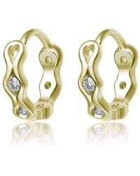 Genevive Jewelry - Lovely Sterling Plated Cubic Zirconia Small Round Hoop Earrings - Lyst