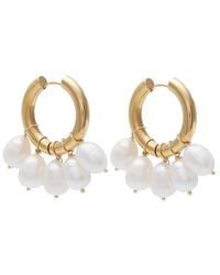 Olivia Le - Carmen Floating Pearl Charm Hoop Earrings - Lyst