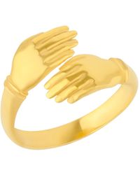 Spero London - New Hug Ring With Hands Sterling & Plated - Lyst