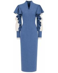 Julia Allert - Occasion Midi Dress With Ruffled Sleeves - Lyst