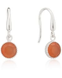 Auree - Barcelona Silver July Carnelian Birthstone Hook Earrings - Lyst