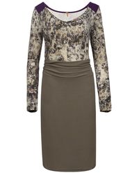 Conquista - Jersey & Punto Di Roma Cowl Neck Dress - Lyst