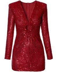 AGGI by HALEWSKI - Julia Sparkle Sequin Long Sleeve Mini Party Dress - Lyst